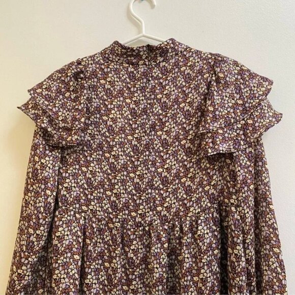 Zara Printed Ruffle Trapeze Dress M - Picture 10 of 14